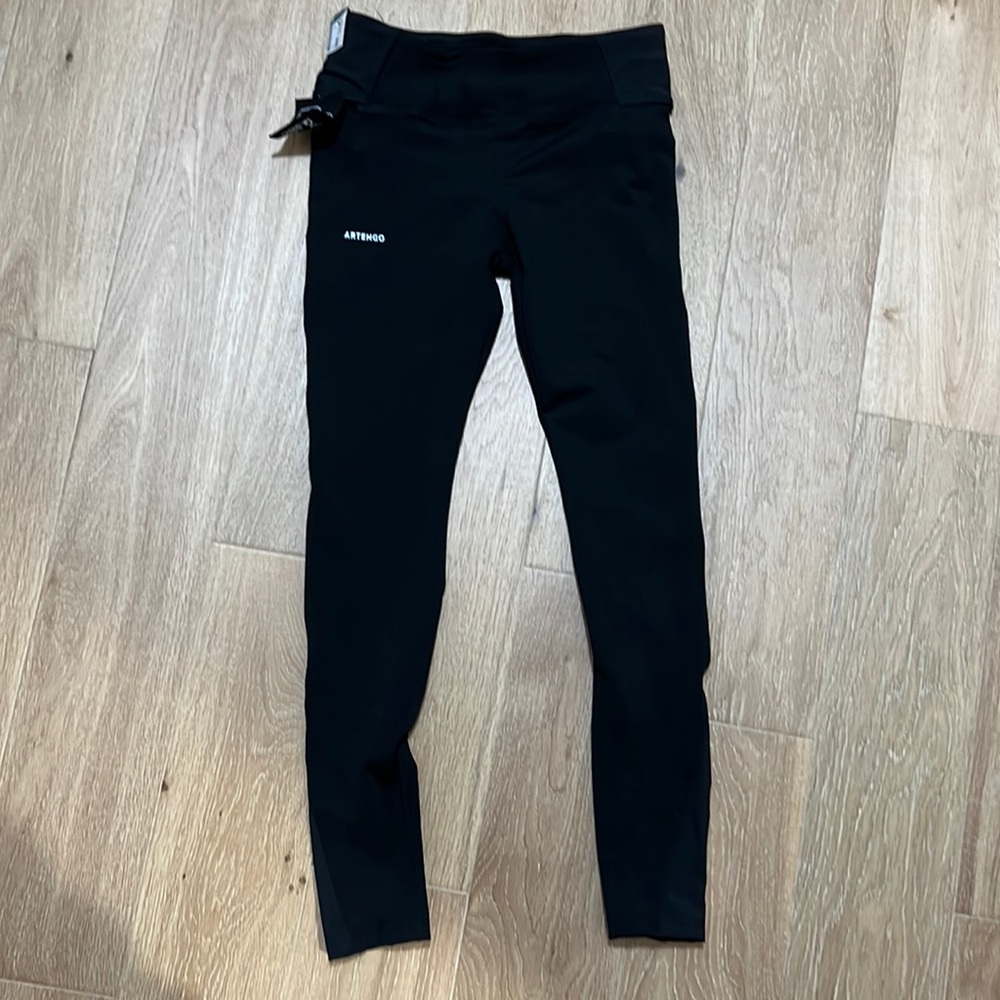 Decathlon Artengo Black Tennis Leggings, Size Small (has mesh for tennis balls)
